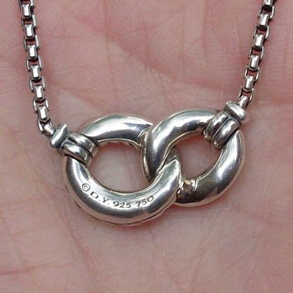 Retired David Yurman  Belmont Curb Necklace- 18K/925 - Adjustable DY Chain - Picture 6 of 12